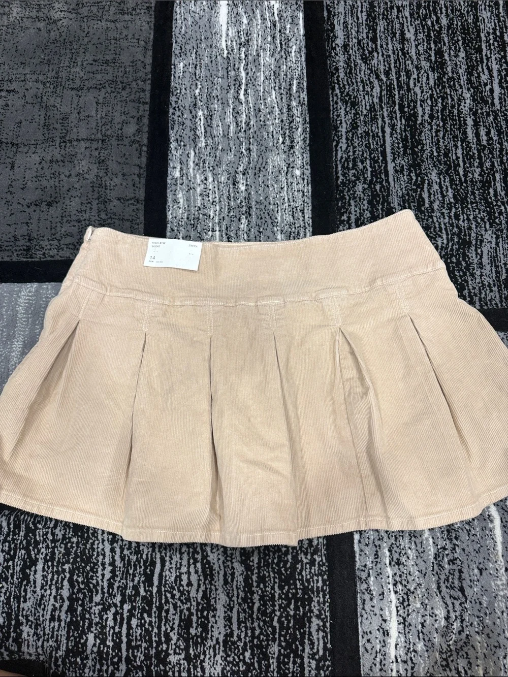 American Eagle Outfitters Beige Pleated Corduroy Mini Skort